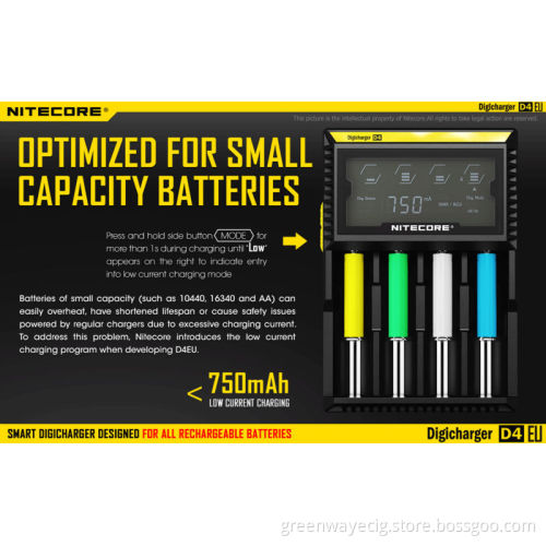nitecore lcd charger D4 wholesale nitecore d4 intelligent charger for 18650 Li-ion battery 18650 battery charger